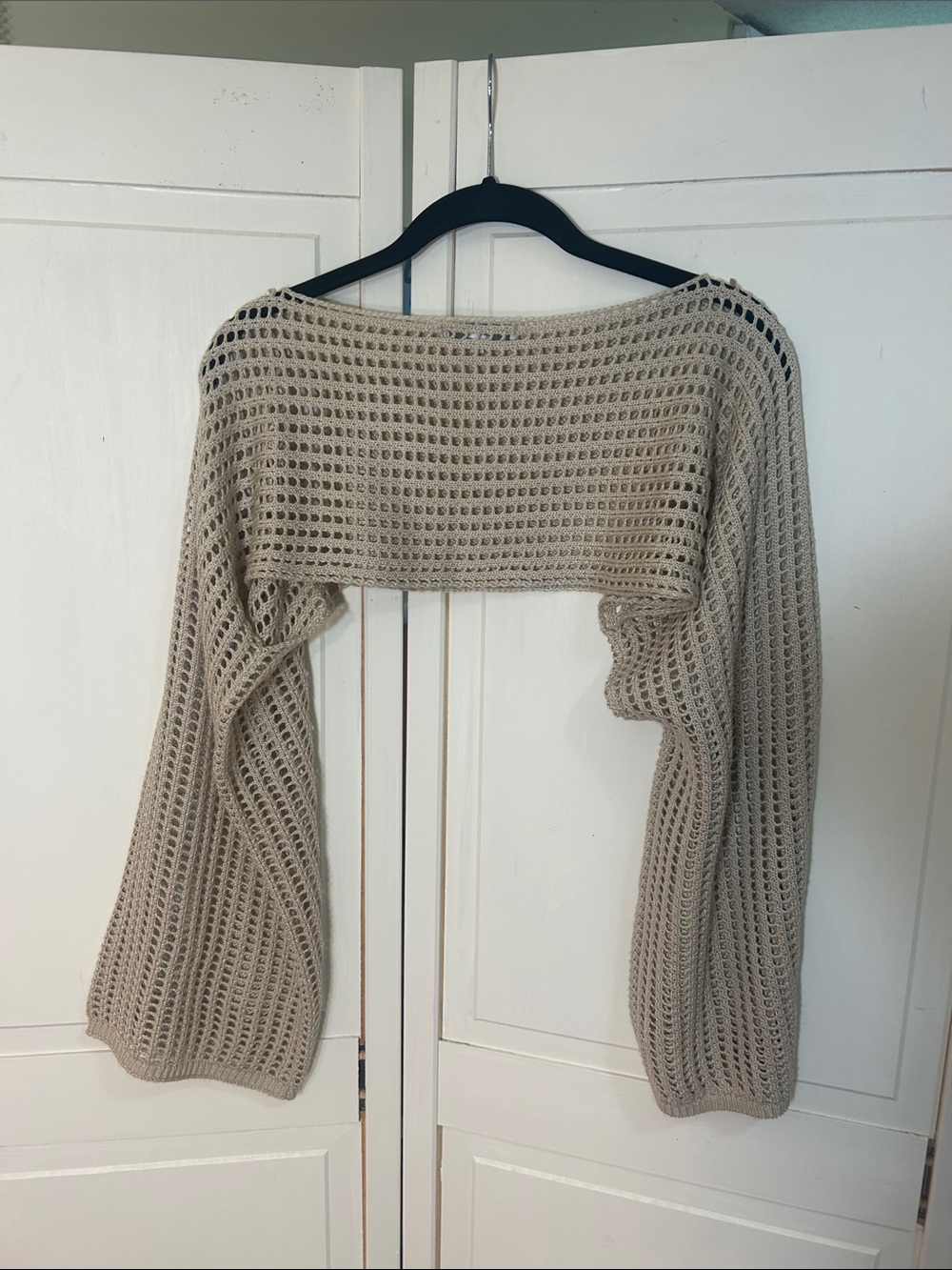 Tan Open Knit Shrug Size S - Picture 3 of 3